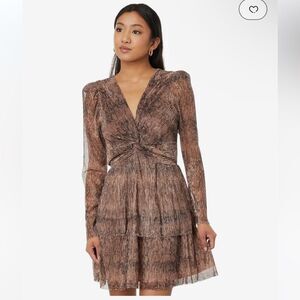 EN SAISON | NEW Catamaran Long Sleeve Mini Dress Knot Front Women’s Size Large